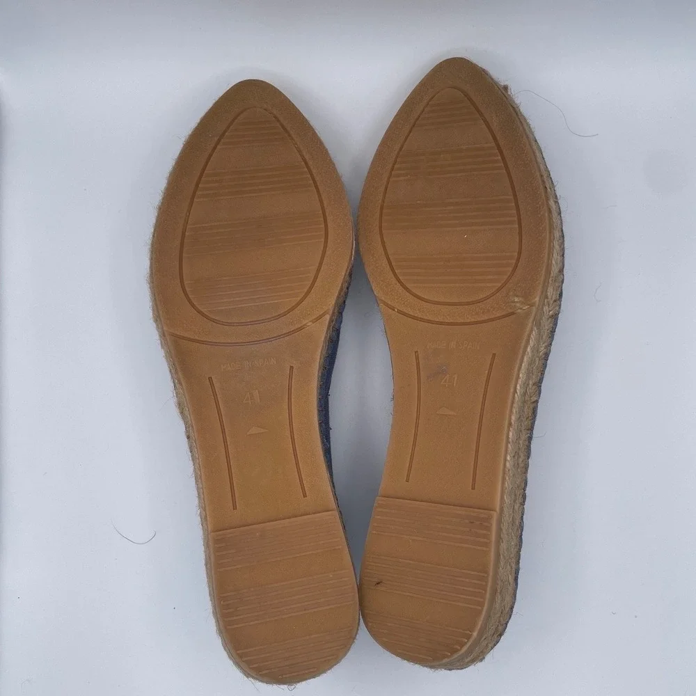 Viscata Barcelona Blue Canvas Espadrille Flats Spain Pointed Toe Womens 41